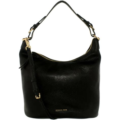 michael kors black leather hobo bag